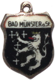 BAD MUNSTER, Germany - Vintage Silver Enamel Travel Shield Charm